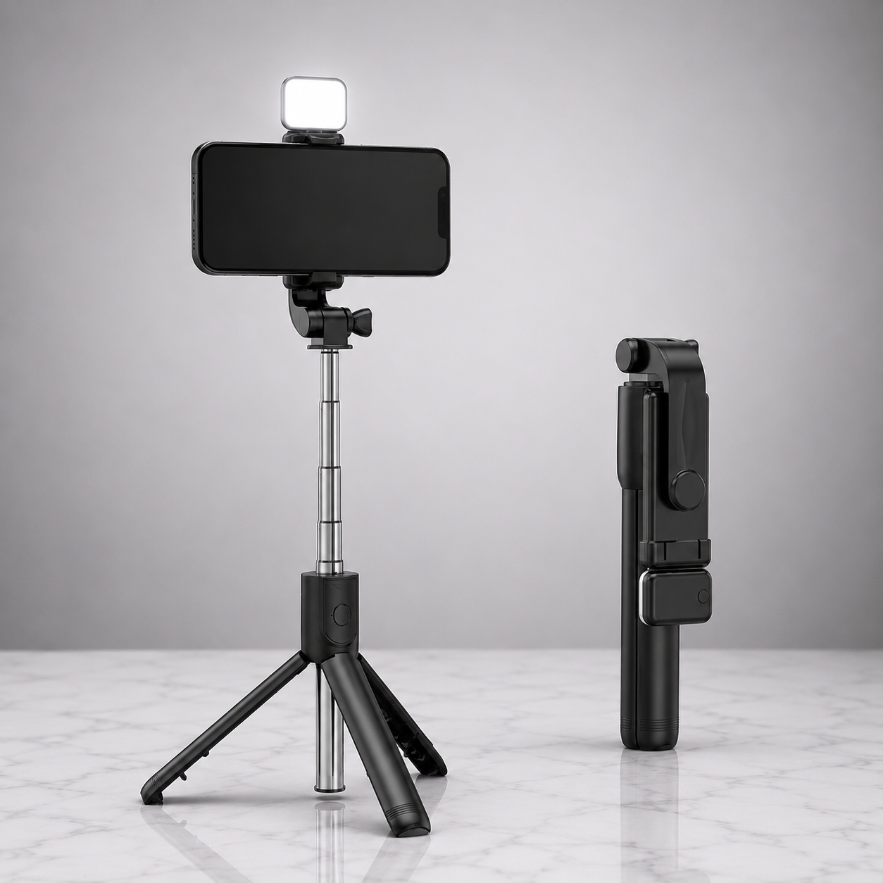 3-in-1 Selfie Stick Tripod — Bluetooth Remote & Fill Light for iPhone & Android