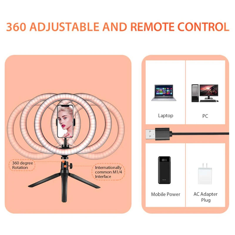 LED Ring Light with Tripod Stand — Dimmable Fill Light for TikTok, Videos & Live Streaming