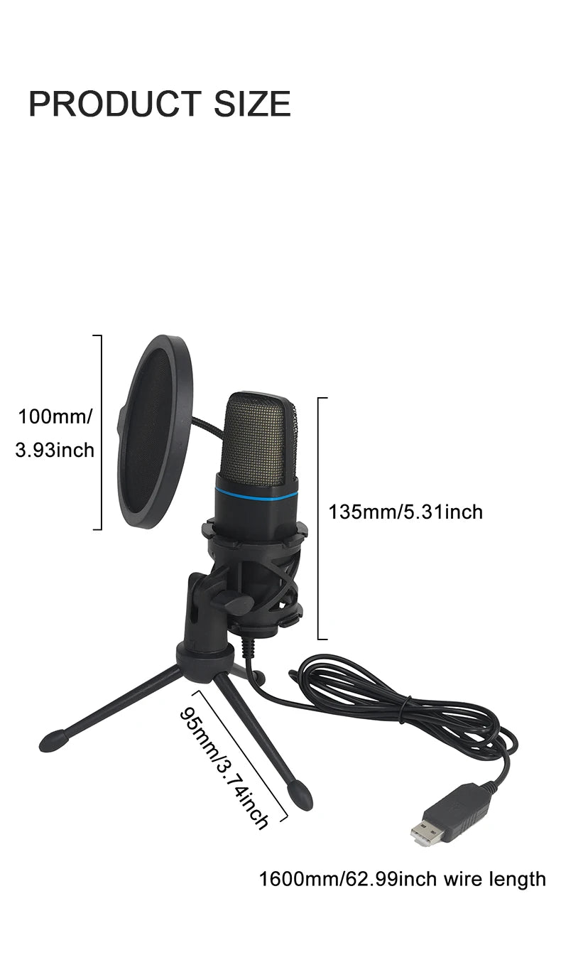 RGB USB Condenser Microphone — Studio Quality for Gaming, Podcasts & Streaming