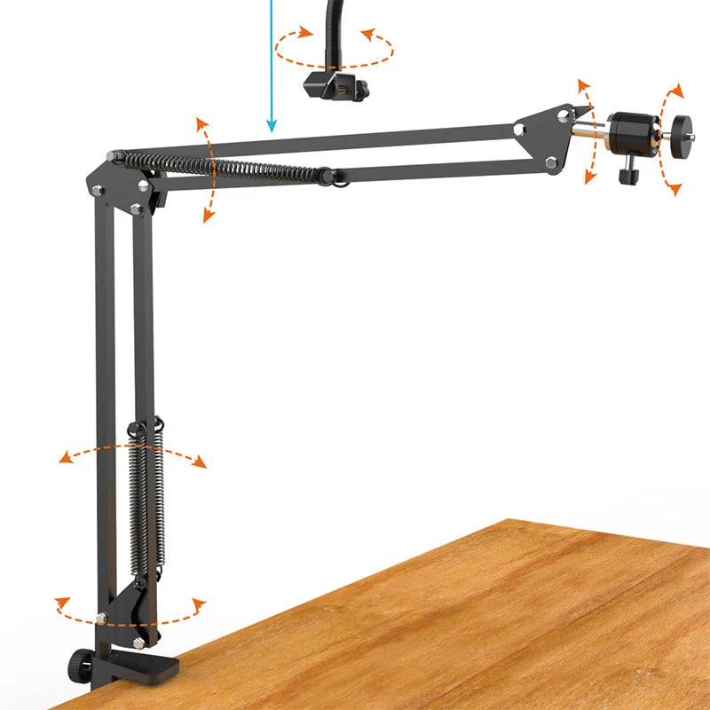 Overhead Ring Light Arm — Desktop Phone Mount for Videos, Streaming & Content Creation