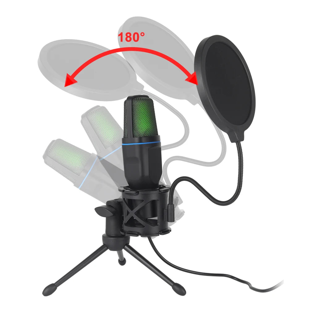 RGB USB Condenser Microphone — Studio Quality for Gaming, Podcasts & Streaming