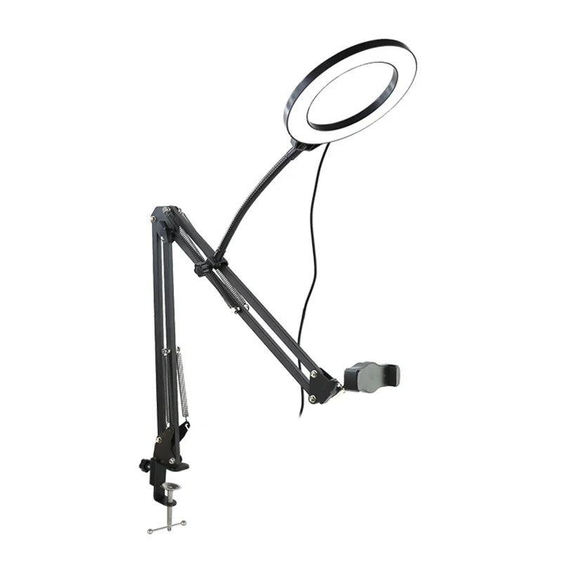 Overhead Ring Light Arm — Desktop Phone Mount for Videos, Streaming & Content Creation