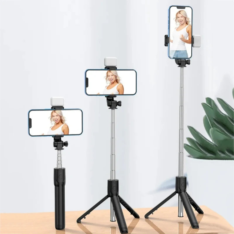 3-in-1 Selfie Stick Tripod — Bluetooth Remote & Fill Light for iPhone & Android