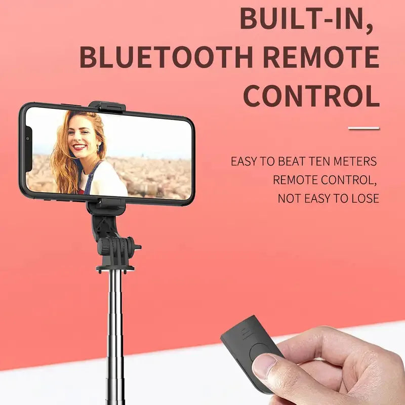 3-in-1 Selfie Stick Tripod — Bluetooth Remote & Fill Light for iPhone & Android