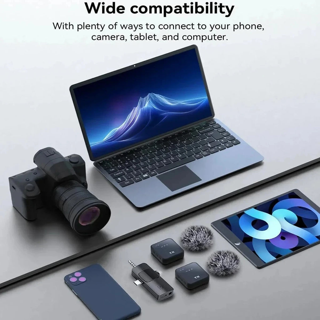 Wireless Lavalier Microphone — 3-in-1 for iPhone, Android & Camera